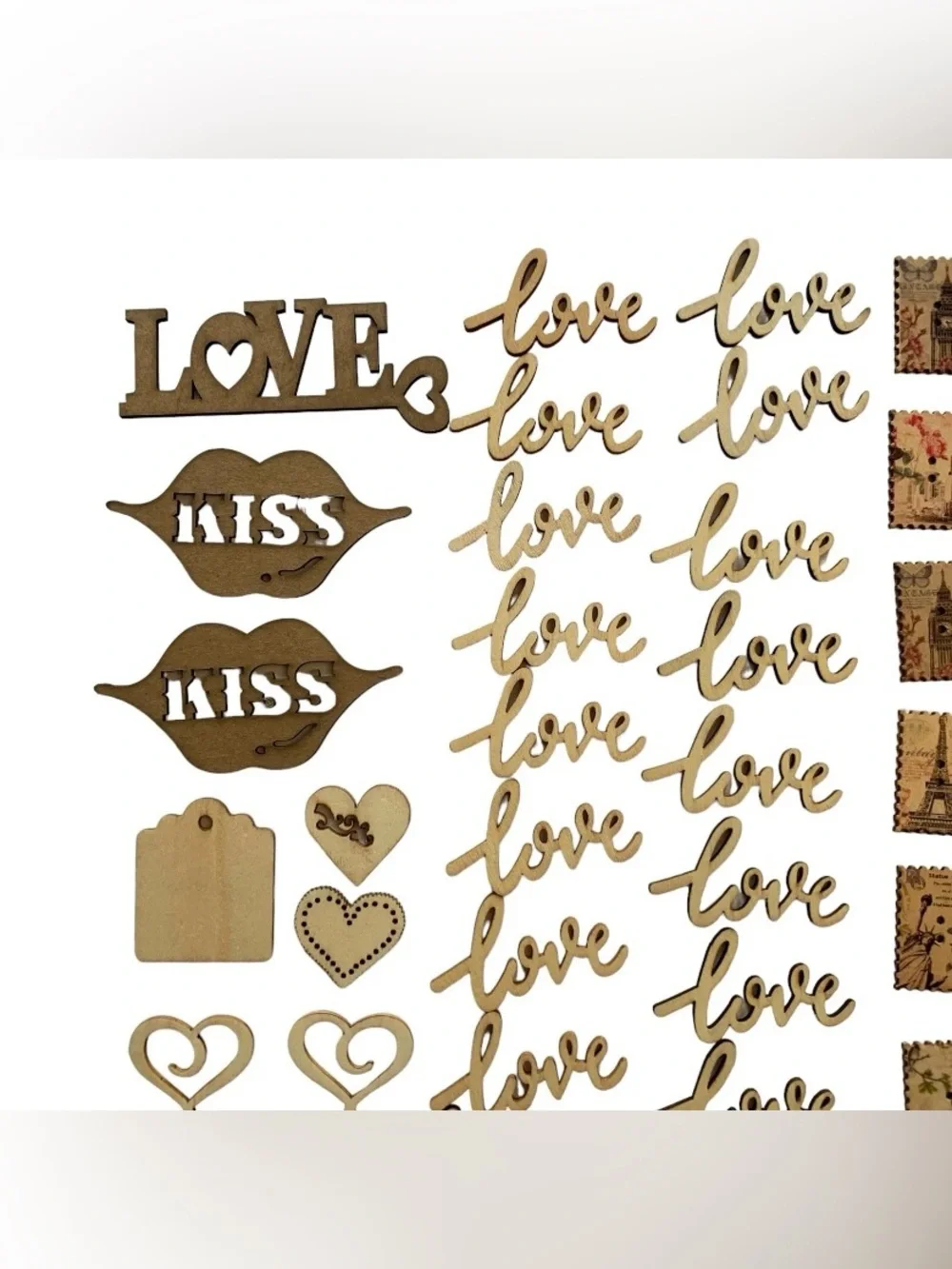 174pc Large Lot Card Making Craft Scrapbook Embellishment Lot Wood Veneer Shapes